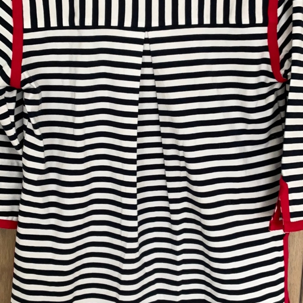 Gretchen Scott Blue, White and Red Classic Coastal Striped Tunic Size L Nautical - Picture 9 of 10